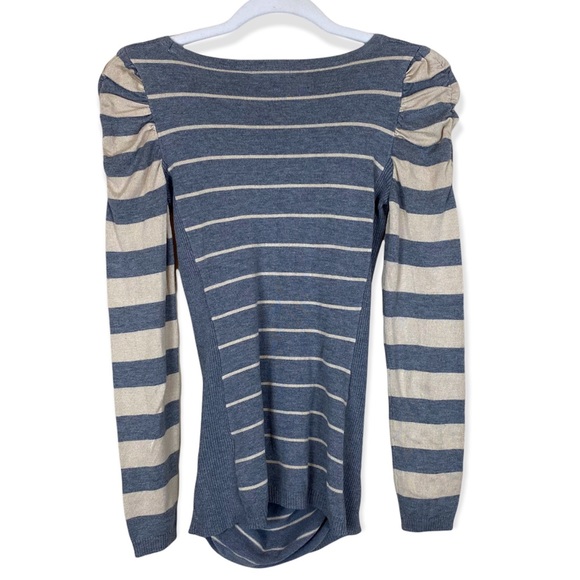 Metaphor Size Small Gray & Tan Striped Long Sleeve Scoop Neck Knit Maternity Top - Picture 2 of 10